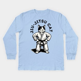 Jiu-Jitsu Cat Kids Long Sleeve T-Shirt